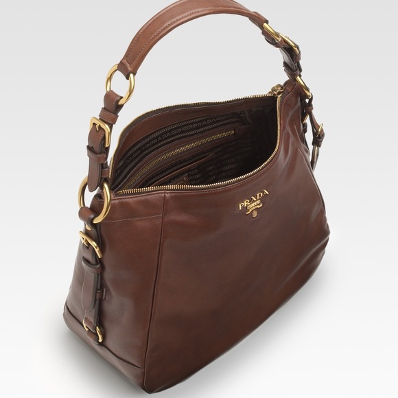 PRADA Soft Calf Leather Brown Hobo - Picture 1 of 7